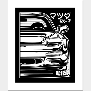 Mazda RX7 (White Print) Posters and Art